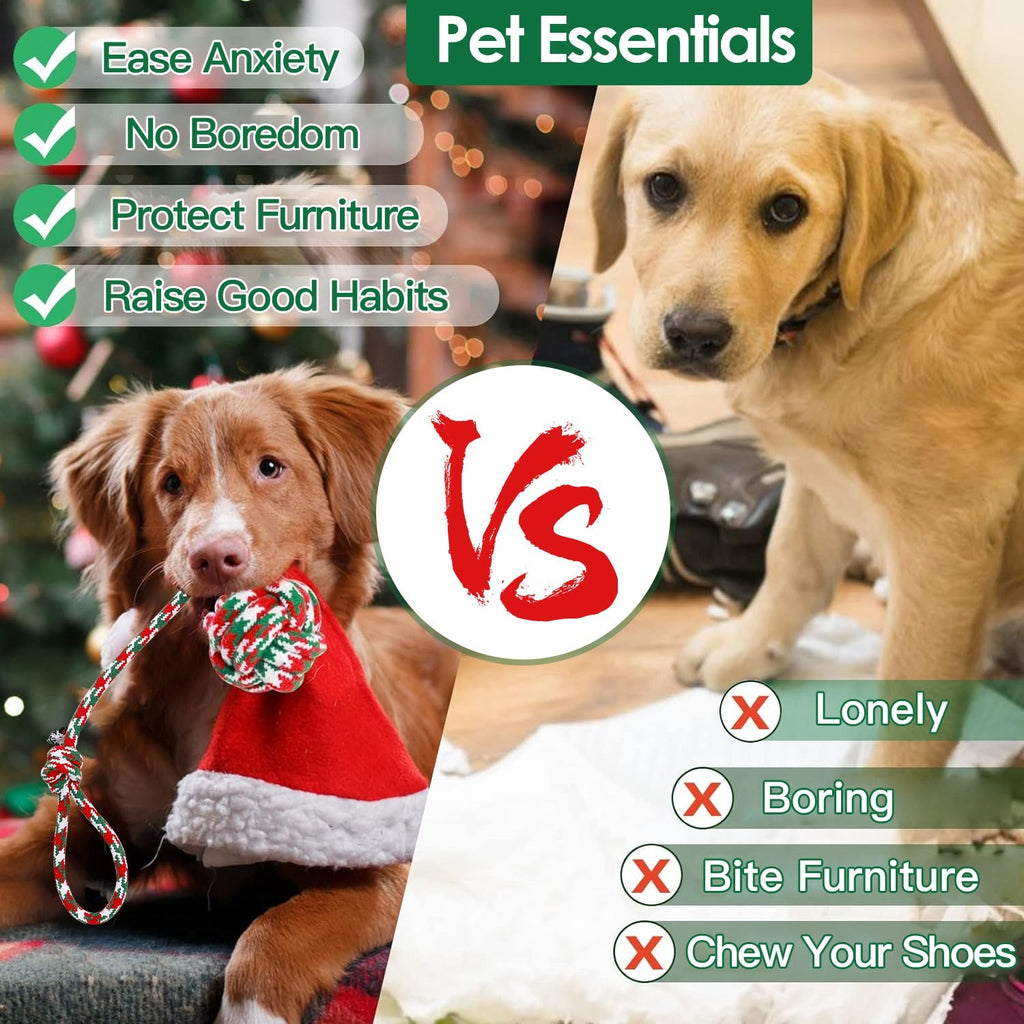 Ensemble de 5 jouets à mâcher en corde de Noël pour chiens