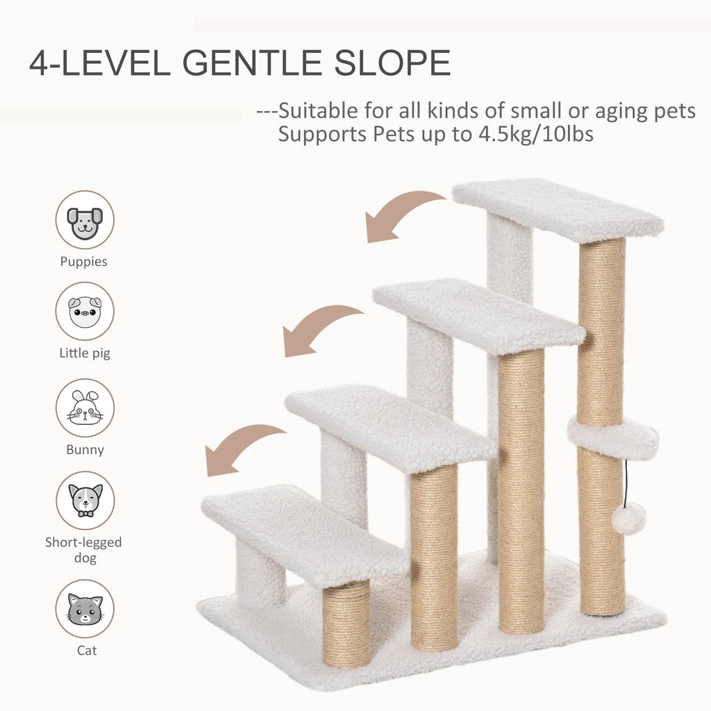 4 Levels Chat Steps avec Griffoir Posts pour High Lit, Sofa, White