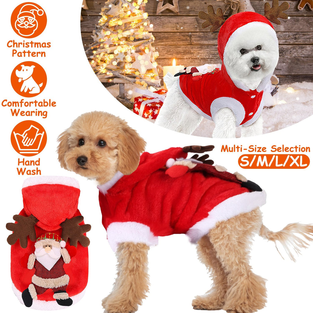 1Pc Vêtements de Noël Animal Costume de Père Noël avec Antlers de Renne Hiver