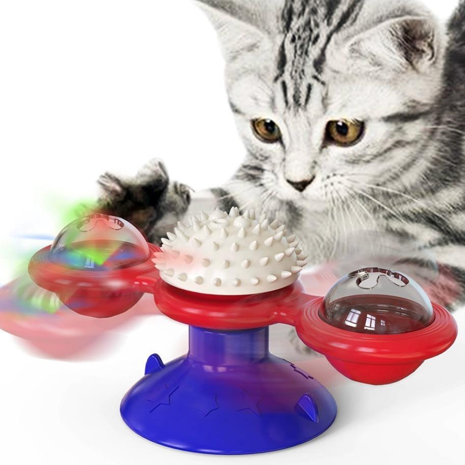 Jouet interactif en forme de moulin à vent pour chat