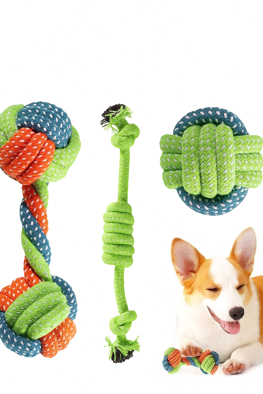Jouets à mâcher en corde de coton coloré pour chien