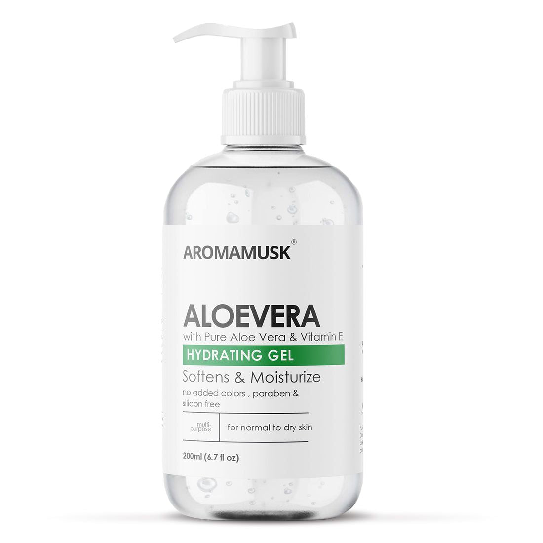 Gel d'Aloe Vera pour le visage, avec Aloe Vera pur et Vitamine E pour la peau.