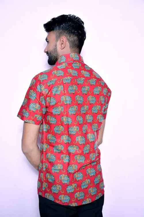 Chemise Casual à Col Écarté Imprimée pour Hommes - Coupe Régulière