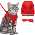Harnais et laisse pour chat en maille rouge