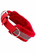 Collier pour chien en velours rouge avec clous