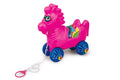 Poney en Plastique Rose Brillant Jouet à Tirer