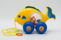 Jouet à Tirer Rattle Poisson Roulant pour Enfants