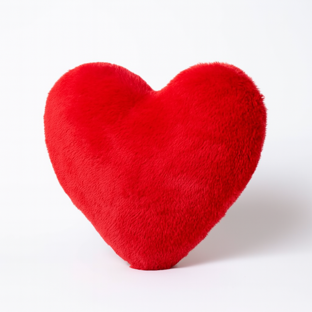 Coussin en Velours Rouge en Forme de Cœur Cadeau de Saint-Valentin