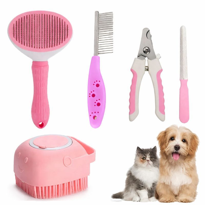 5-in-1 Pink Animal Toilettage & Ongle Care Kit