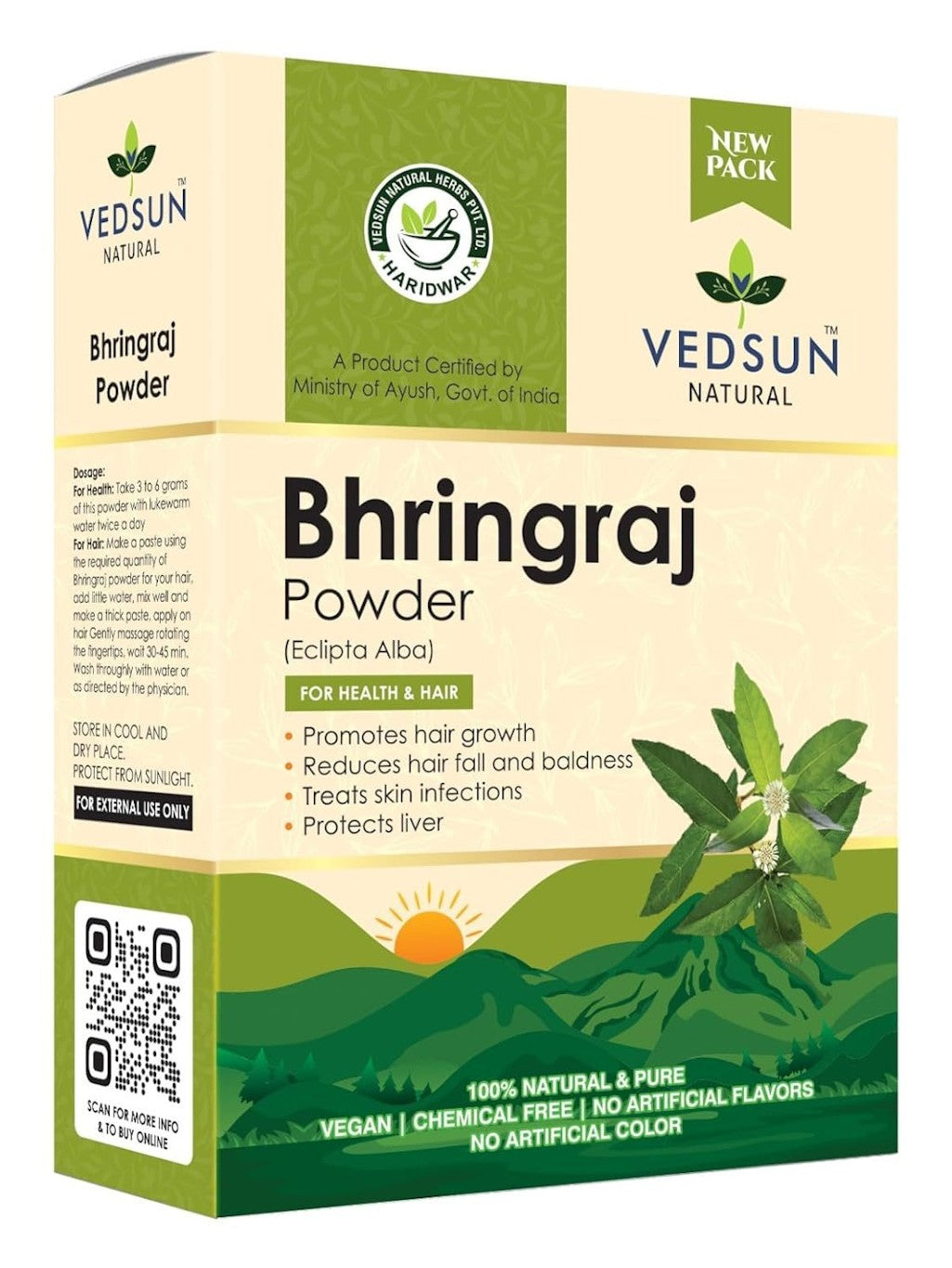 Poudre de Bhingraj Vedsun pour Cheveux et Peau 100G