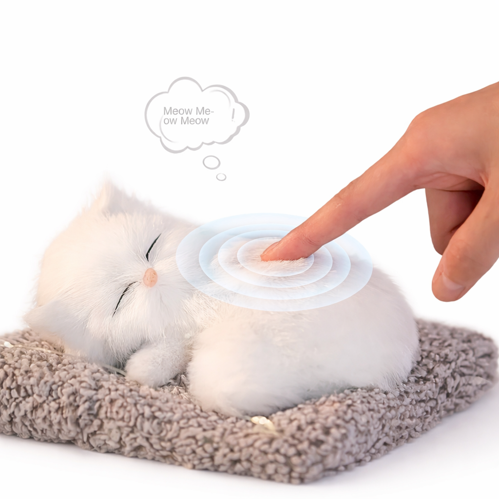 Interactif Meowing Peluche Chat on Cushion Jouet