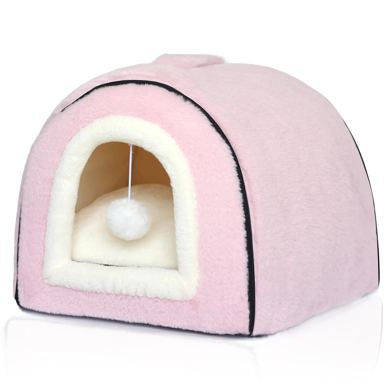 2-in-1 Foldable Cave Animal Lit pour Chats & Chiens – Pink
