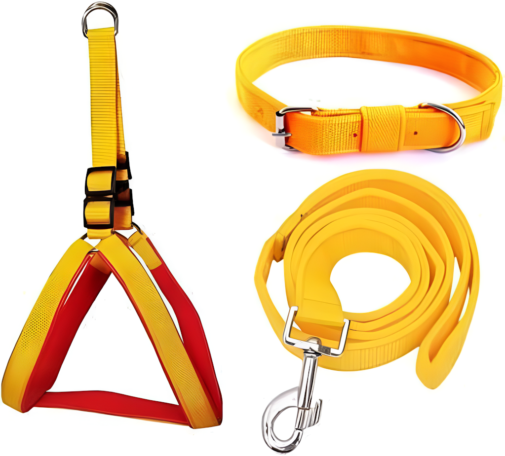 Harnais de Corps Chien Rembourré, Laisse avec Poignée pour Promenade (Pack de 3) Taille