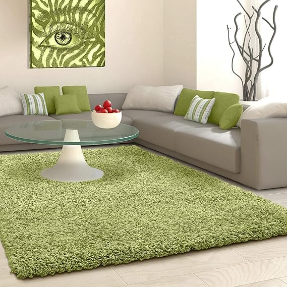 Shaggy Rugs Tapis Doux Toucher 5 cm Hauteur pour Chambre - VERT