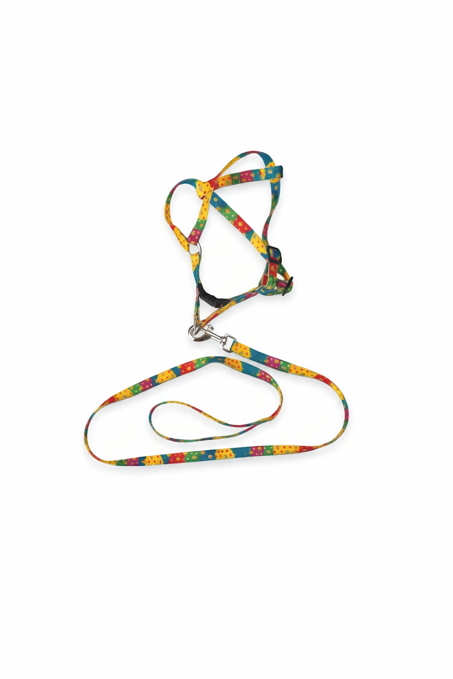 Ensemble Harnais et Laisse à pois colorés