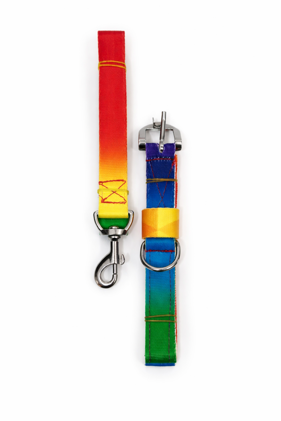 Collier et laisse pour chien en dégradé arc-en-ciel