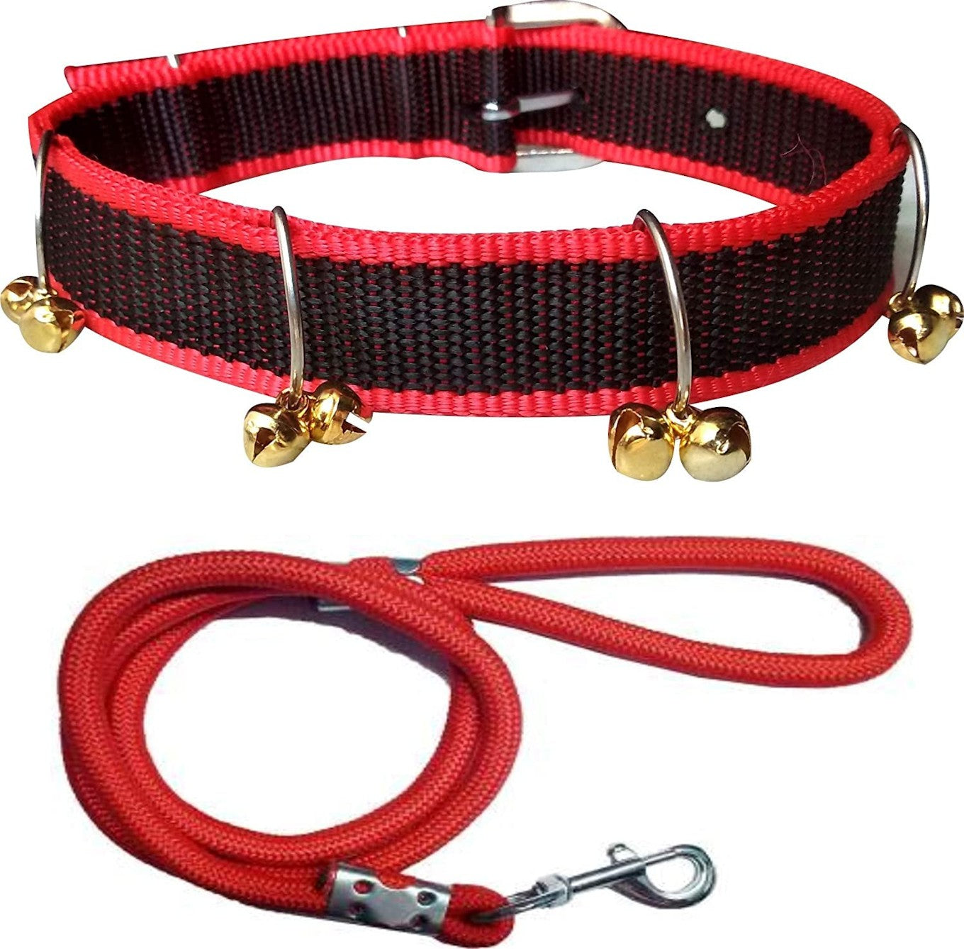 Ensemble de collier en nylon et laisse en corde noire