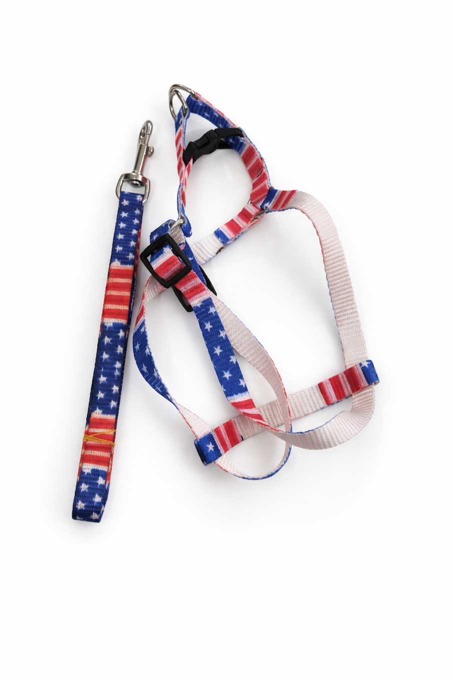 Harnais et laisse pour chien avec motif drapeau américain