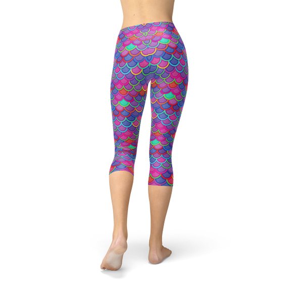 Leggings Capri pour femmes en violet et rose sirène