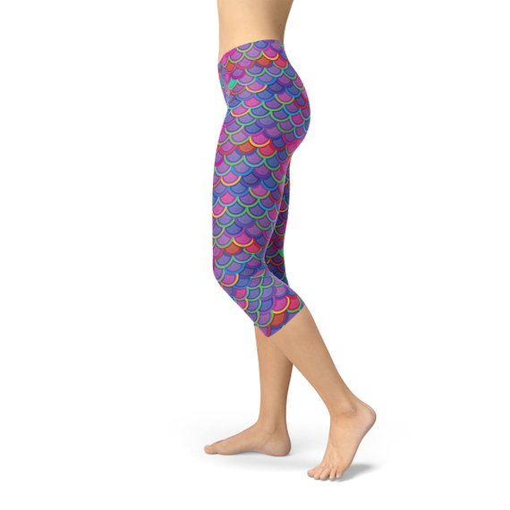 Leggings Capri pour femmes en violet et rose sirène