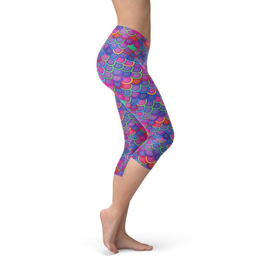 Leggings Capri pour femmes en violet et rose sirène