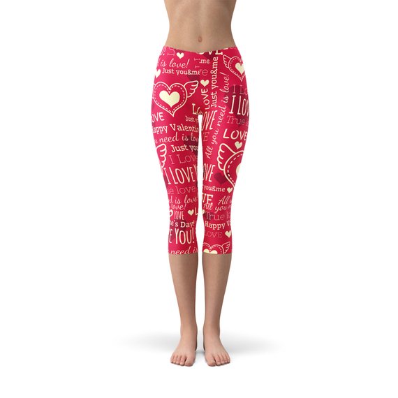 Leggings Capri Rouges Cœurs d'Amour