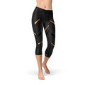 Leggings Capri Noirs à Rayures Sportives pour Femmes