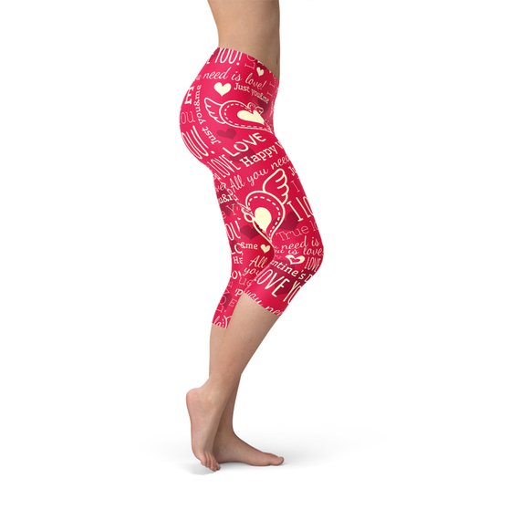 Leggings Capri Rouges Cœurs d'Amour