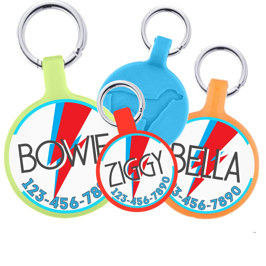 Porte-Étiquette d'Identité Personnalisé pour Chien Bowie Ziggy Stardust - Choisissez Taille et Couleurs