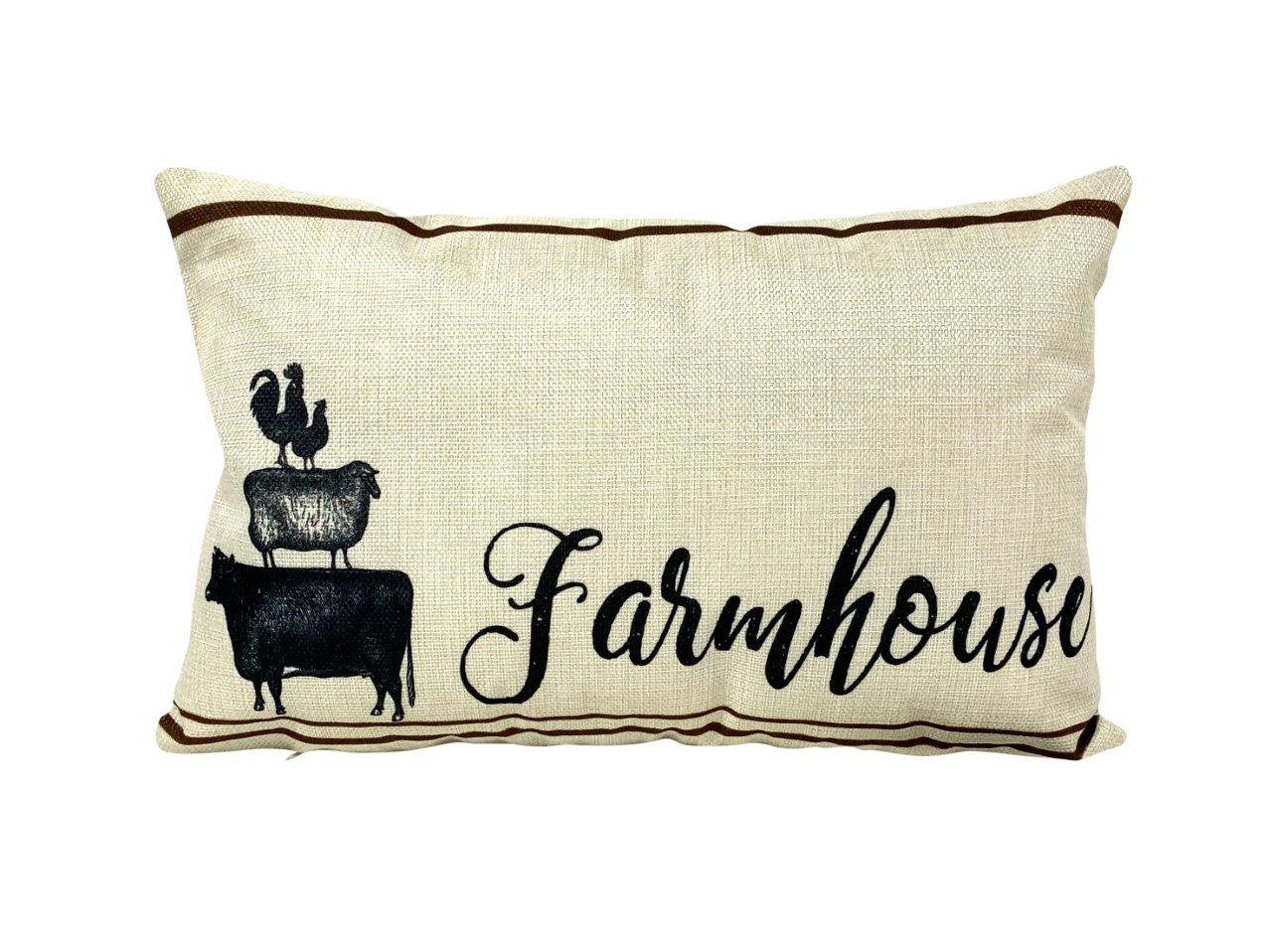 Animaux Empilés de Ferme | Housse de Coussin | 18 x 12 | Décor Primitif |