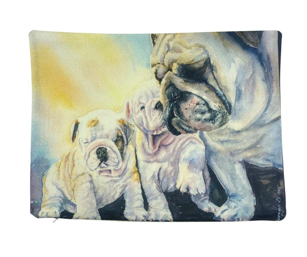 Coussin Bulldog Aquarelle