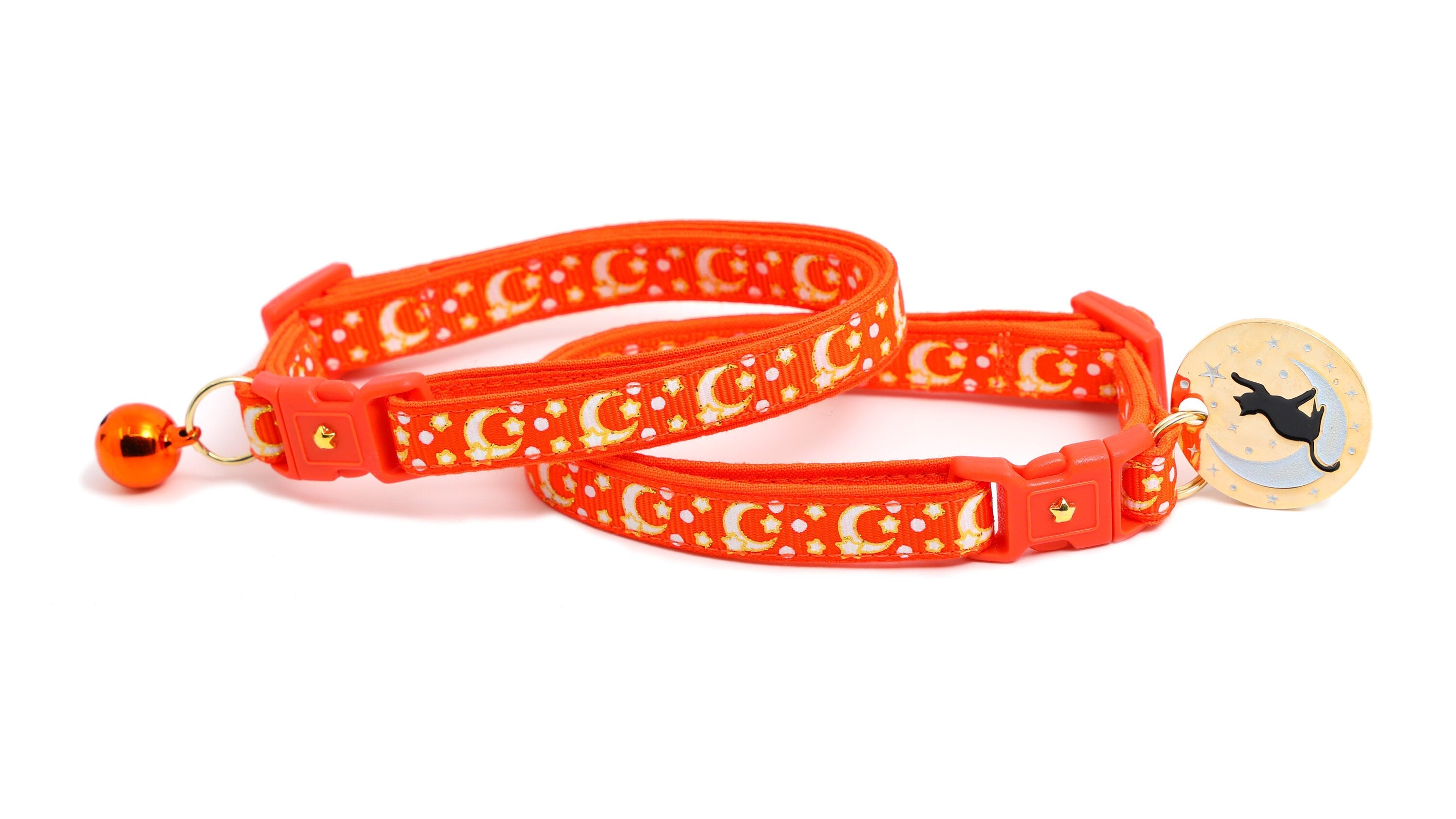 Collier Orange avec Lunes et Étoiles en Or