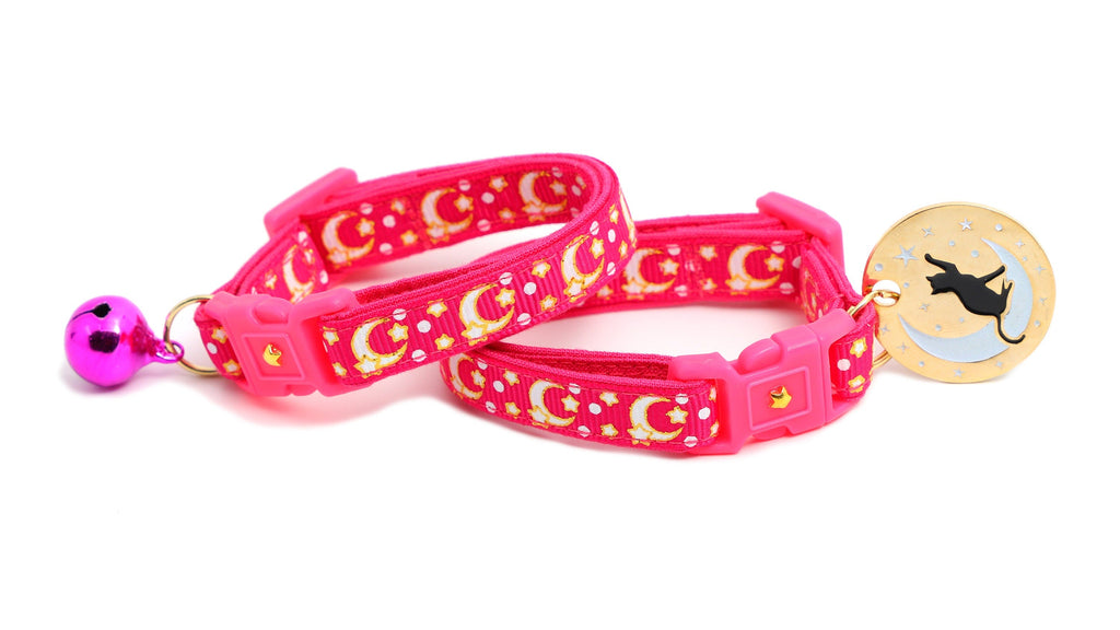 Collier Gold Moons et Stars sur Rose Fluo