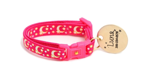 Gold Moons et Stars sur Rose Fluo Collier