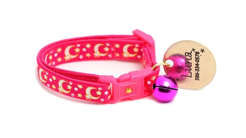 Gold Moons et Stars sur Rose Fluo Collier