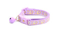 Collier Chat Or Lunes et Étoiles sur Violet Pastel