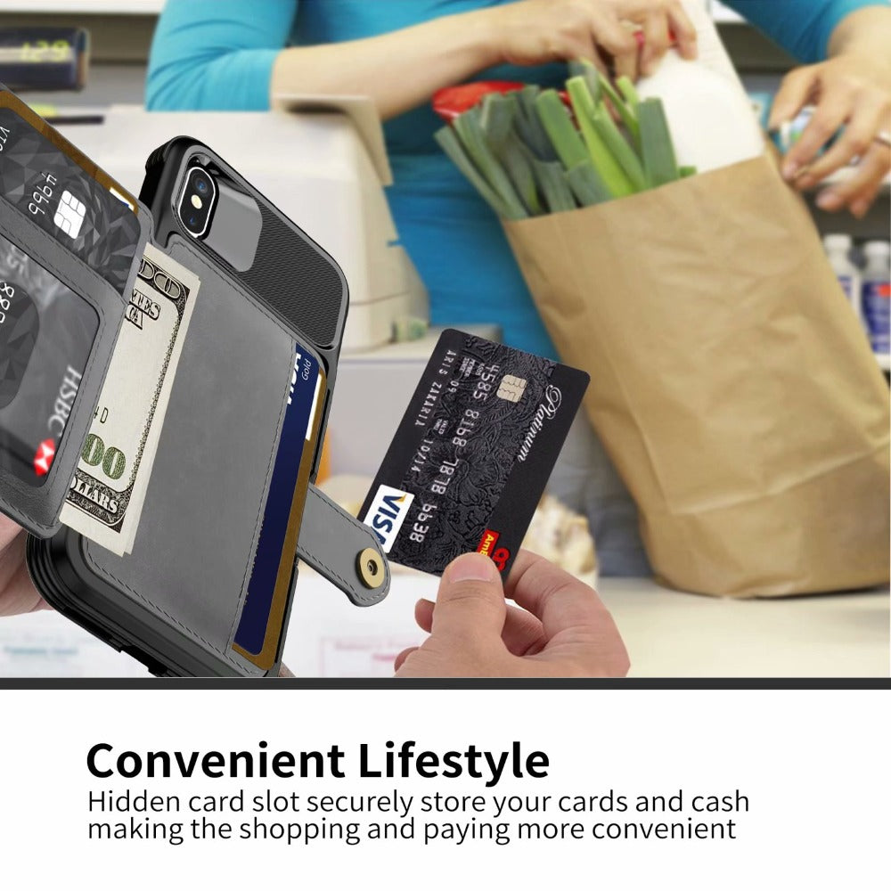 360 Protection Magnetic Leather Wallet Armor Case pour iPhone