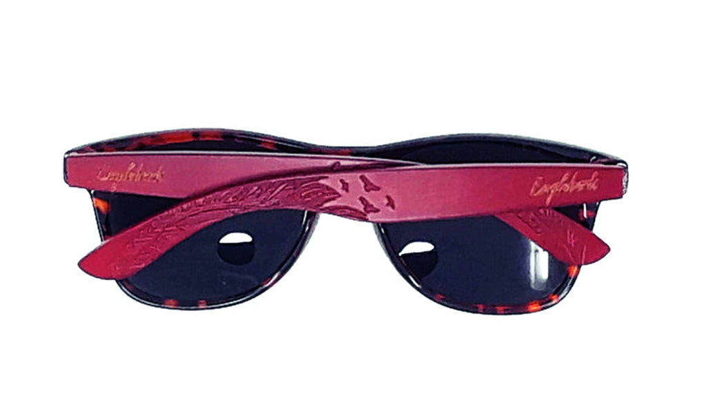 Lunettes de soleil encadrées en bambou rouge pour tortue avec étui en bois, gravées à la main